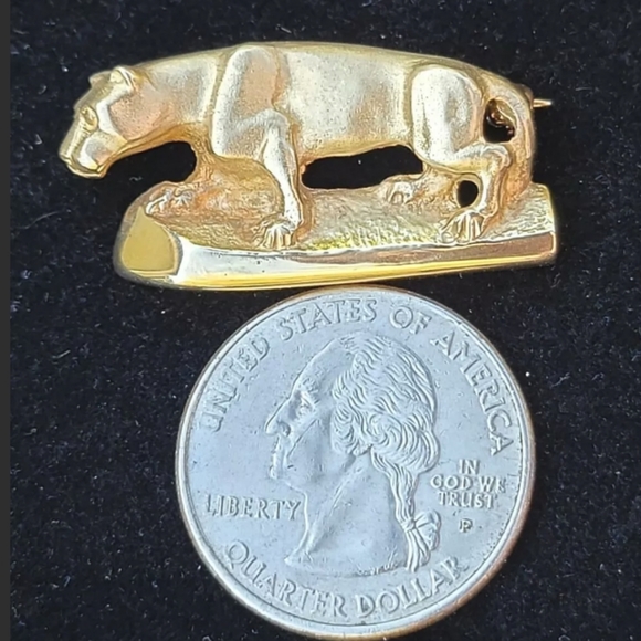 14k Yellow Gold Panther Cougar Brooch Pin-Designer Estate Jewelry 10.2gm - Picture 4 of 12